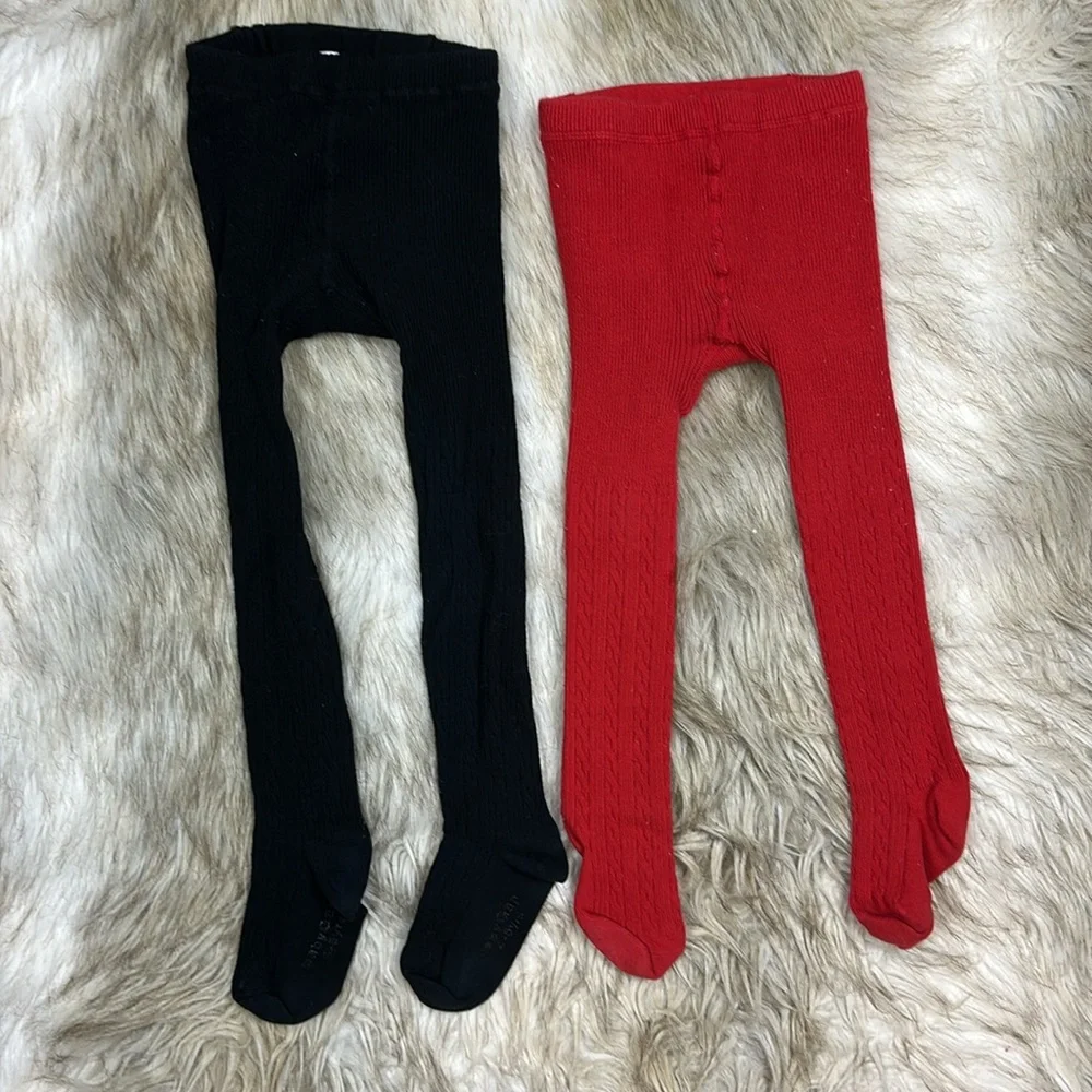 4-5 Year Baby Gap Bear Tights - Black and Red